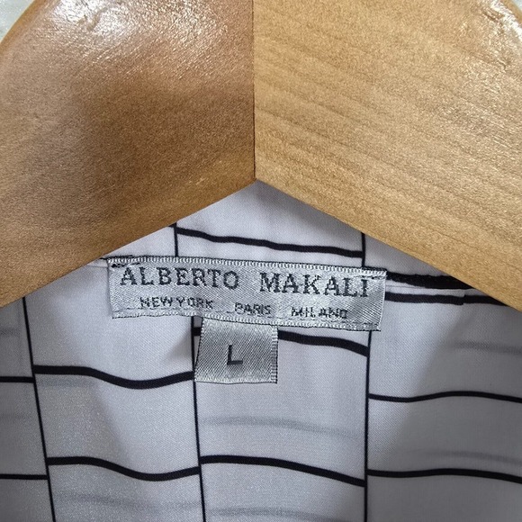 Alberto Makali Top Womens Large Black White Button Up Long Sleeve Career Classic - Picture 4 of 12